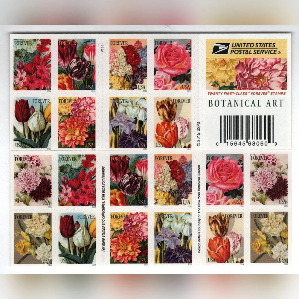 100 Forever Botanical Art 2016‎ USPS Postage Stamps Wedding Invitations Flowers